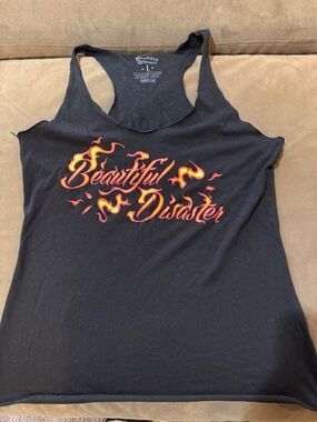 Beautiful Disaster Women's Black Phoenix Graphic Racerback Tank